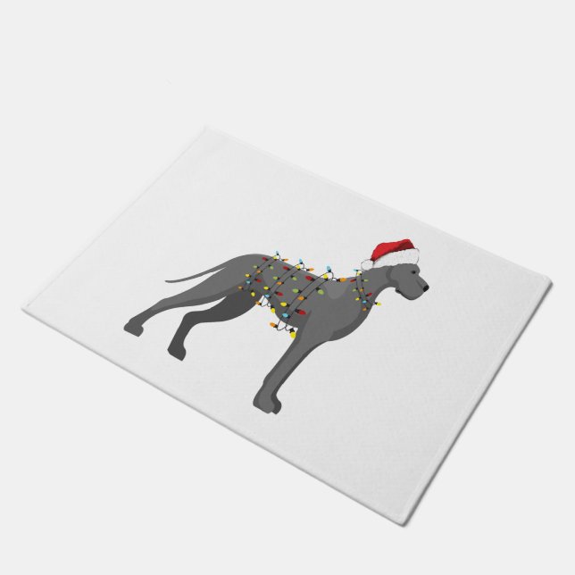 Great Dane Holiday-kerstverlichting Deurmat (Schuin)