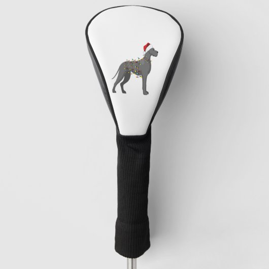 Great Dane Holiday-kerstverlichting Golfheadcover (Voorkant)