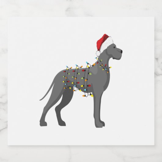 Great Dane Holiday-kerstverlichting Sparkling Wijnetiket (Enkel label)