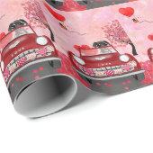 Great Dane-hond auto met harten Valentijnsdag Cadeaupapier (Rol Hoek)