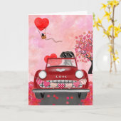 Great Dane-hond auto met harten Valentijnsdag Kaart (Gele Bloem)