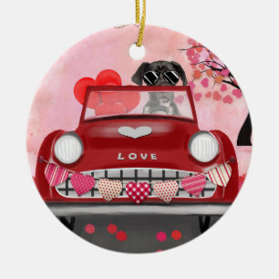 Great Dane-hond auto met harten Valentijnsdag Keramisch Ornament