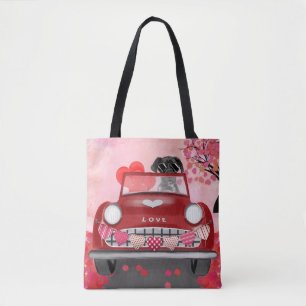 Great Dane-hond auto met harten Valentijnsdag Tote Bag