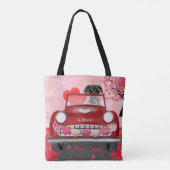 Great Dane-hond auto met harten Valentijnsdag Tote Bag (Achterkant)