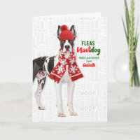Great Dane Hond Funny Vlooien Navidog met Naam