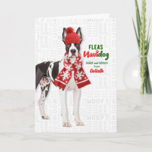 Great Dane Hond Funny Vlooien Navidog met Naam Feestdagen Kaart
