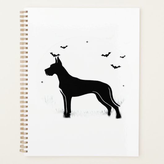 Great Dane hond Halloween Maan Silhouet Klassiek Planner (Voorkant)
