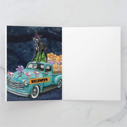 Great Dane-hond Halloween-vrachtwagen Angstaanval  Kaart (Binnen)