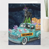 Great Dane-hond Halloween-vrachtwagen Angstaanval  Kaart (Voorkant)