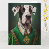 Great Dane-hond in St. Patrick's Day-jurk Kaart (Gele Bloem)