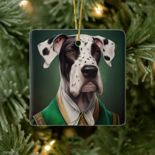Great Dane-hond in St. Patrick's Day-jurk Keramisch Ornament