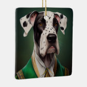 Great Dane-hond in St. Patrick's Day-jurk Keramisch Ornament (Rechts)