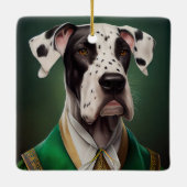 Great Dane-hond in St. Patrick's Day-jurk Keramisch Ornament (Achterkant)