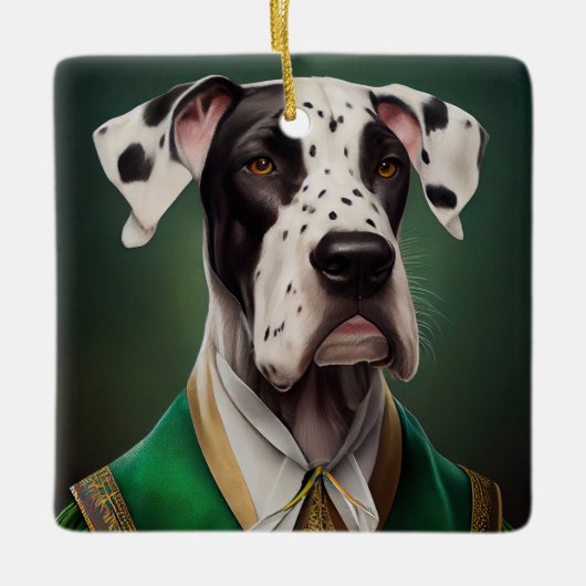 Great Dane-hond in St. Patrick's Day-jurk Keramisch Ornament (Voorkant)