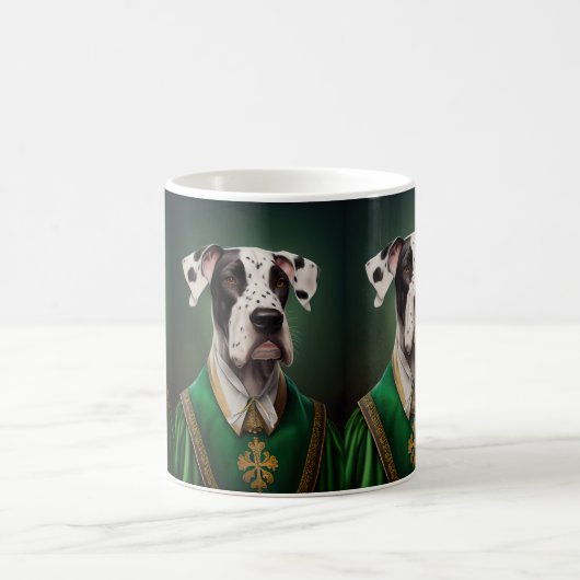 Great Dane-hond in St. Patrick's Day-jurk Koffiemok (Center)