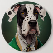 Great Dane-hond in St. Patrick's Day-jurk Ronde Button 6,0 Cm (Voorkant)