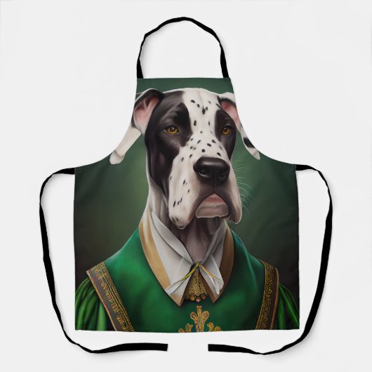 Great Dane-hond in St. Patrick's Day-jurk Schort (Voorkant)