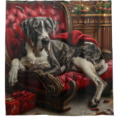 Great Dane Hond Kerst Feestelijk Douchegordijn (Voorkant)