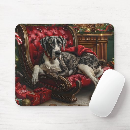 Great Dane Hond Kerst Feestelijk Muismat (Met muis)