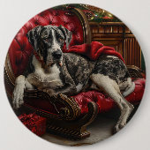 Great Dane Hond Kerst Feestelijk Ronde Button 6,0 Cm (Voorkant)