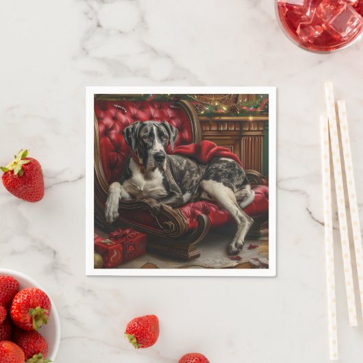 Great Dane Hond Kerst Feestelijk Servet (Insitu)