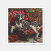 Great Dane Hond Kerst Feestelijk Servet (Voorkant)