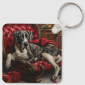 Great Dane Hond Kerst Feestelijk Sleutelhanger (Achterkant)