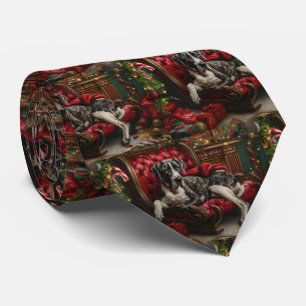 Great Dane Hond Kerst Feestelijk Stropdas