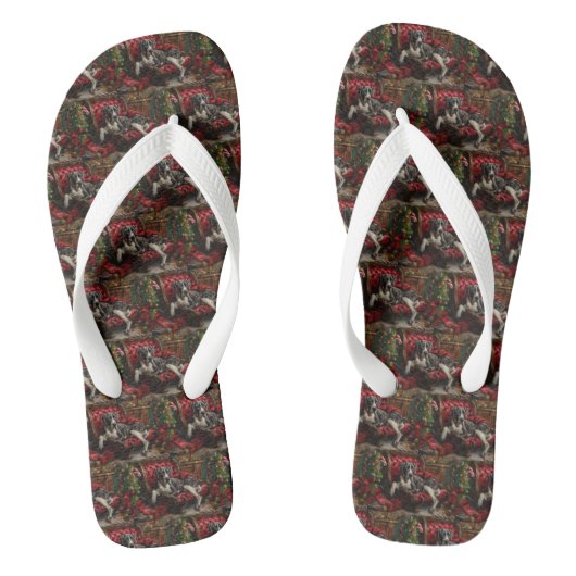 Great Dane Hond Kerst Feestelijk Teenslippers (Voetbed)