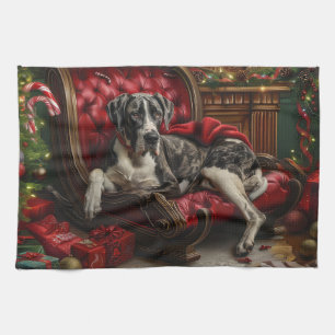 Great Dane Hond Kerst Feestelijk Theedoek