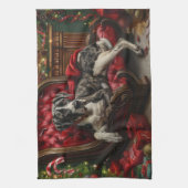 Great Dane Hond Kerst Feestelijk Theedoek (Verticaal)