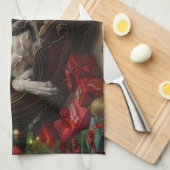 Great Dane Hond Kerst Feestelijk Theedoek (Quarter Fold)