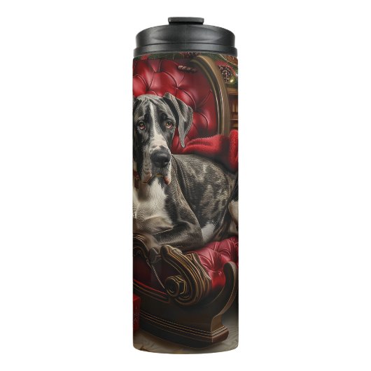 Great Dane Hond Kerst Feestelijk Thermosbeker (Voorkant)