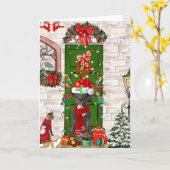 Great Dane Hond Kerstmis Kaart (Gele Bloem)