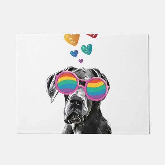 Great Dane-hond met harten Valentijnsdag Deurmat (Voorkant)