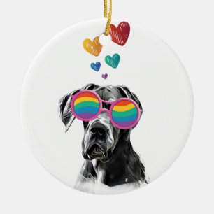 Great Dane-hond met harten Valentijnsdag Keramisch Ornament