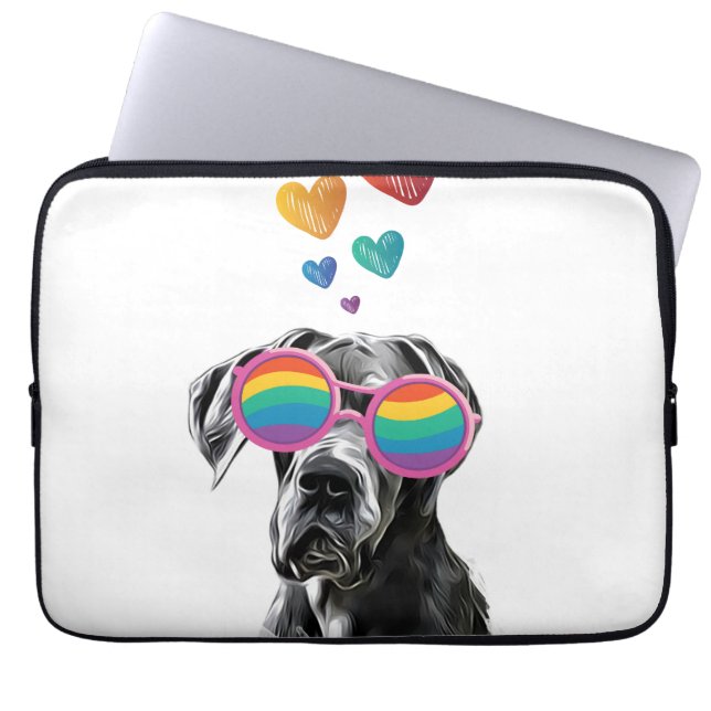 Great Dane-hond met harten Valentijnsdag  Laptop Sleeve (Voorkant)