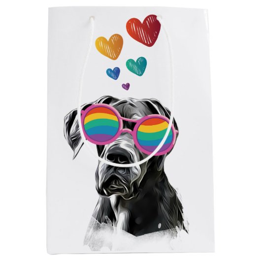 Great Dane-hond met harten Valentijnsdag Medium Cadeauzakje (Voorkant)