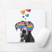 Great Dane-hond met harten Valentijnsdag Muismat (Met muis)