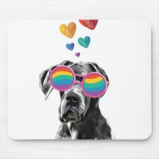 Great Dane-hond met harten Valentijnsdag Muismat (Voorkant)