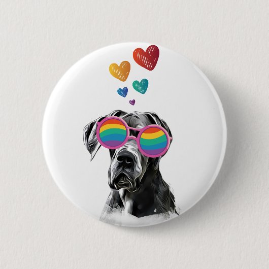 Great Dane-hond met harten Valentijnsdag Ronde Button 5,7 Cm (Voorkant)