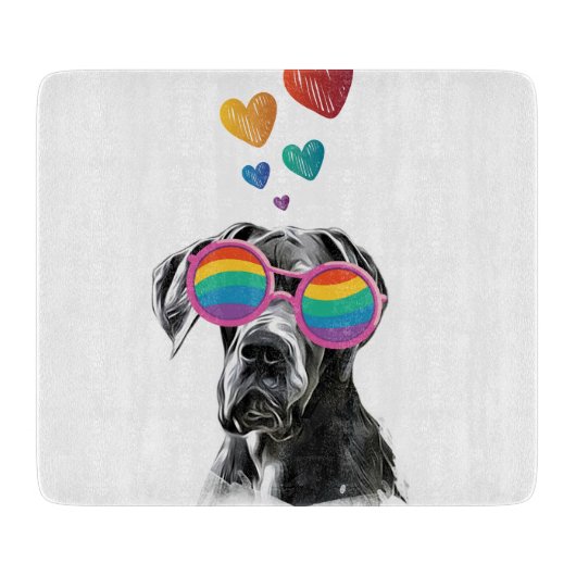 Great Dane-hond met harten Valentijnsdag Snijplank (Voorkant)