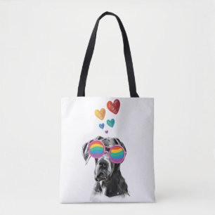 Great Dane-hond met harten Valentijnsdag Tote Bag