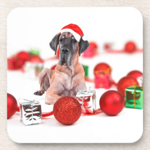 Great Dane-hond met kerstornamenten cadeaus Onderzetter