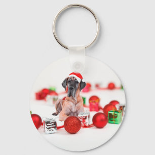 Great Dane-hond met kerstornamenten cadeaus Sleutelhanger