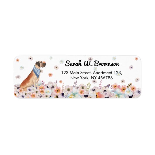 Great Dane-hond met sjaal Etiket (Voorkant)