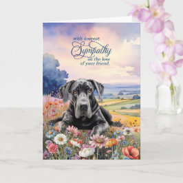 Great Dane-hond met wilde bloemen huisdier rouwkaa Kaart