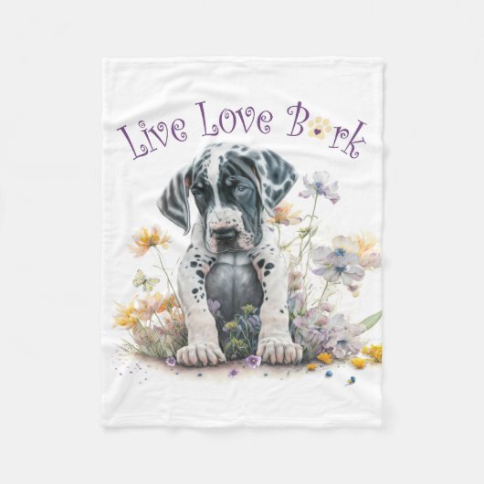 Great Dane-hond Moeder Bloem Fleece Deken (Voorkant)
