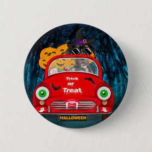 Great Dane-hond rijdt auto griezelige Halloween Ronde Button 5,7 Cm