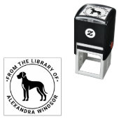 Great Dane-hond Staande Silhouet Bibliotheek Boekn Zelfinktende Stempel (In situ)